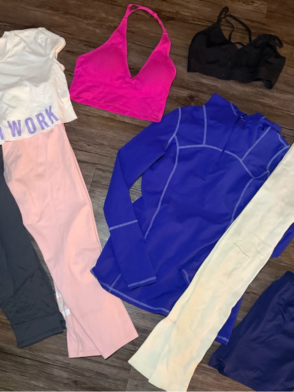 Activewear Lot with Bright Pink Sports Bra & Royal Blue Zip Top